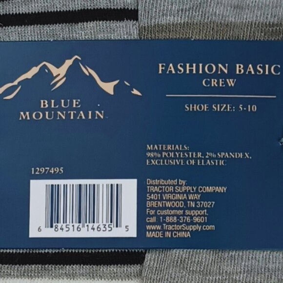 Women's 6 Pack Crew Socks Blue Mountain - Gray, Black, White - Size M (5-10) New - Picture 6 of 6